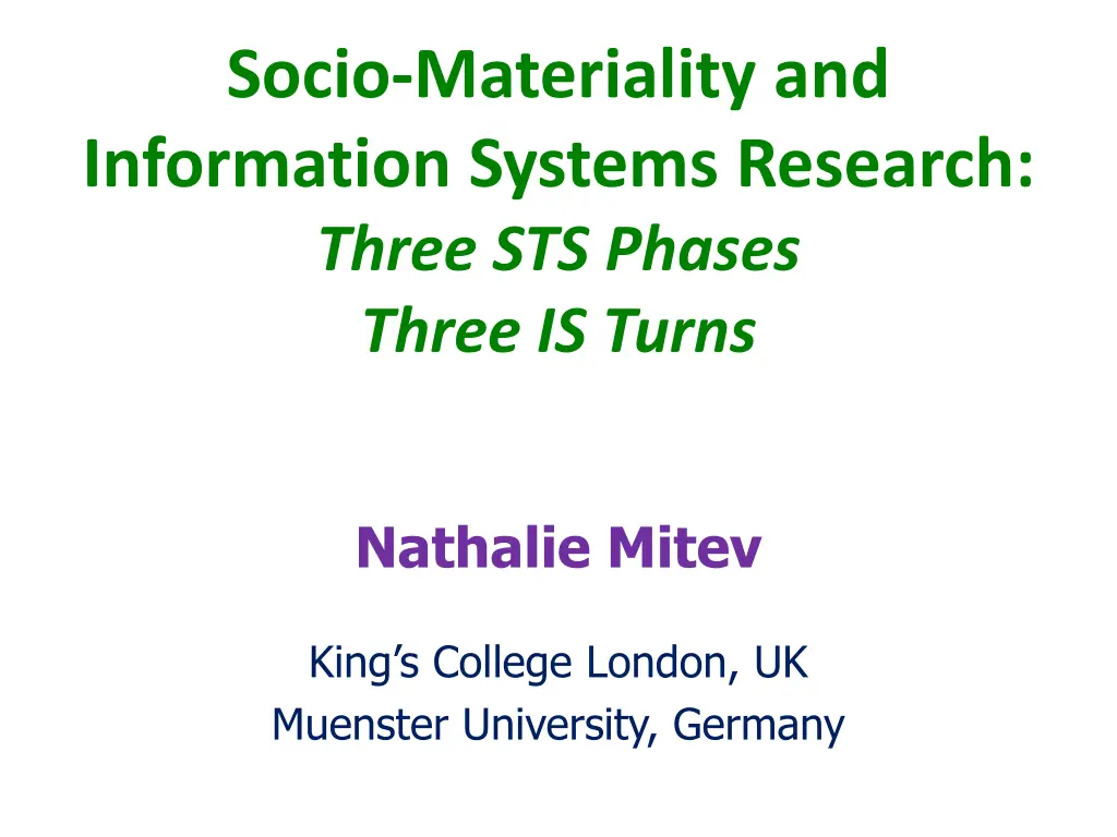 socio materiality and information systems n.w