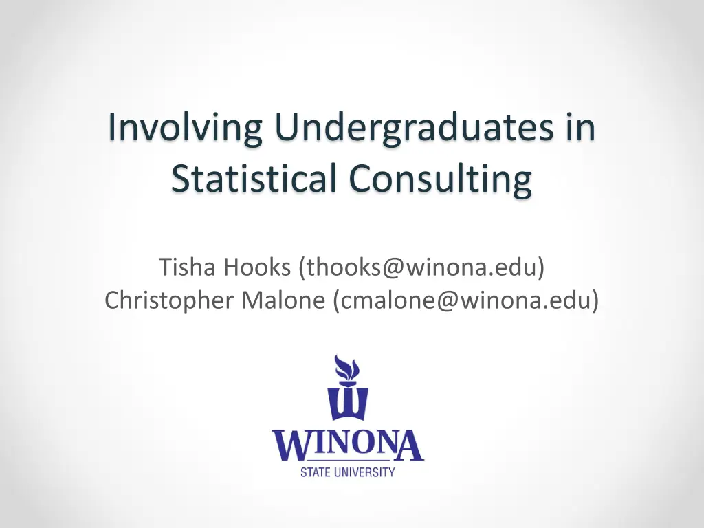 involving undergraduates in statistical consulting n.w