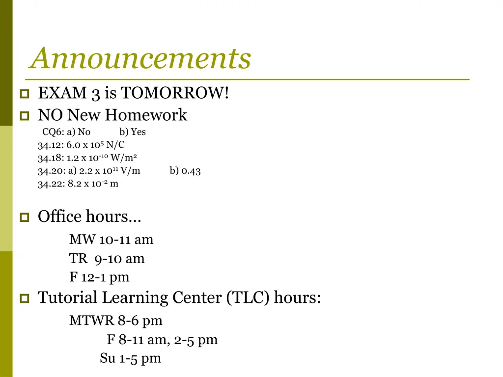 announcements n.w