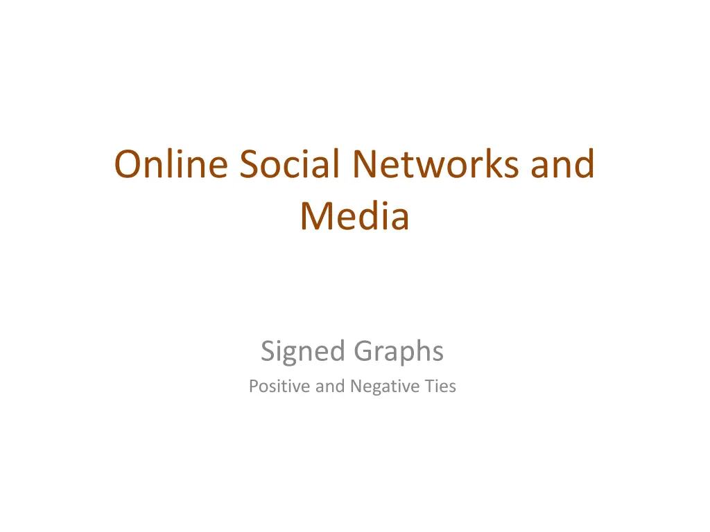 online social networks and media n.w