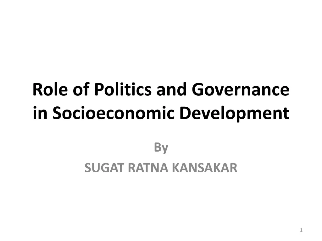 role of politics and governance in socioeconomic n.w