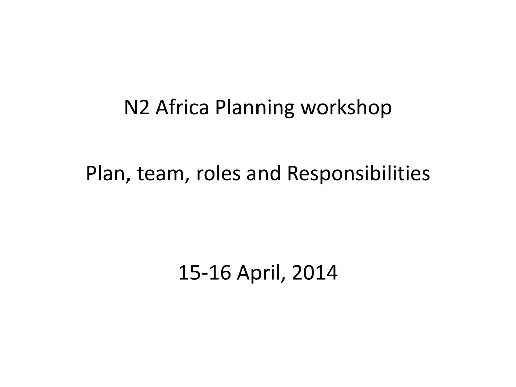 n2 africa planning workshop n.w