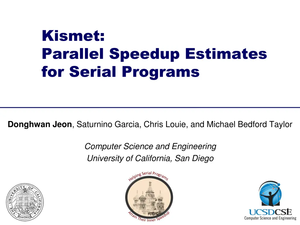 kismet parallel speedup estimates for serial n.w