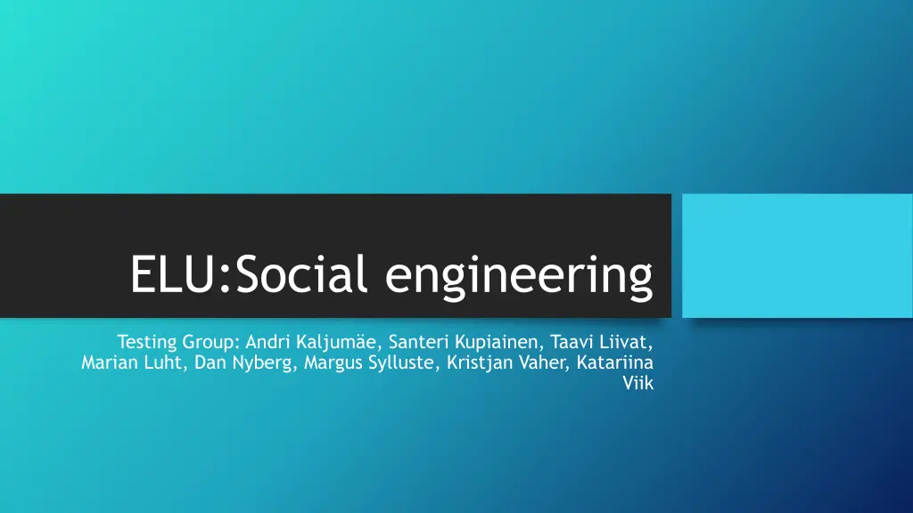 elu social engineering n.w
