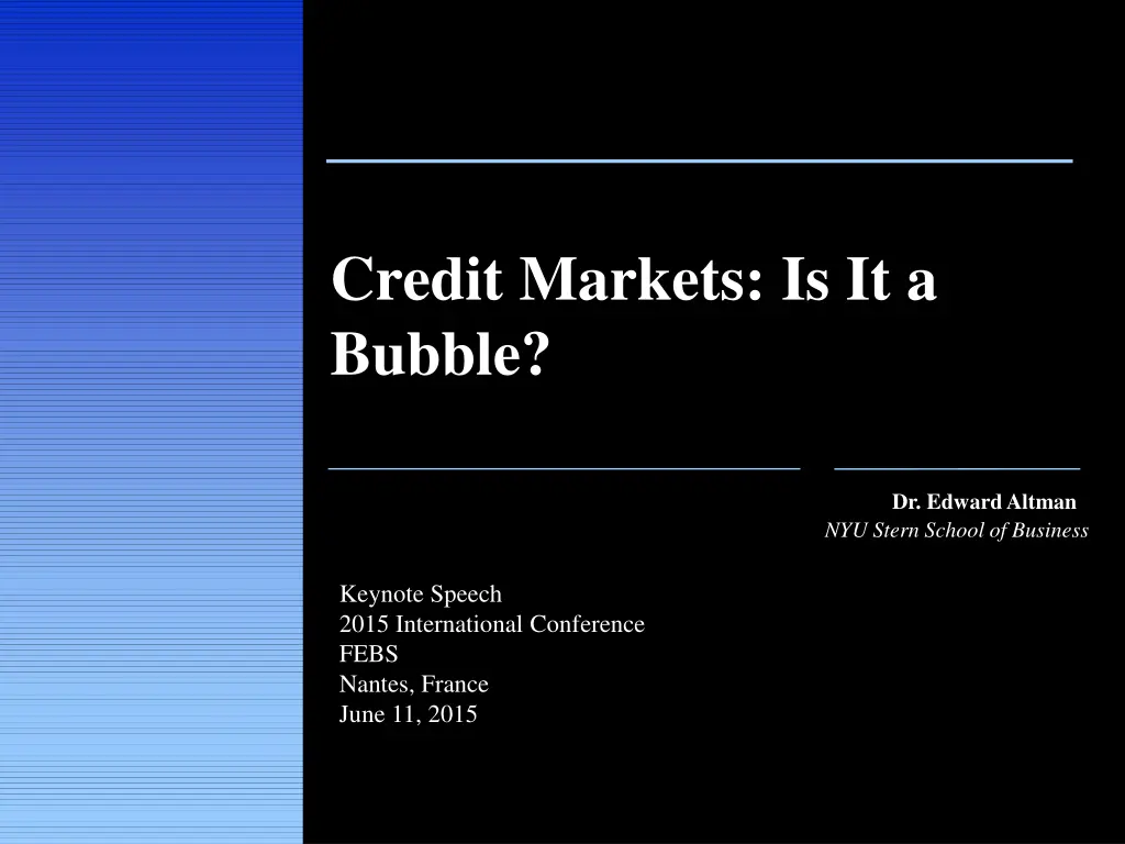 credit markets is it a bubble n.w