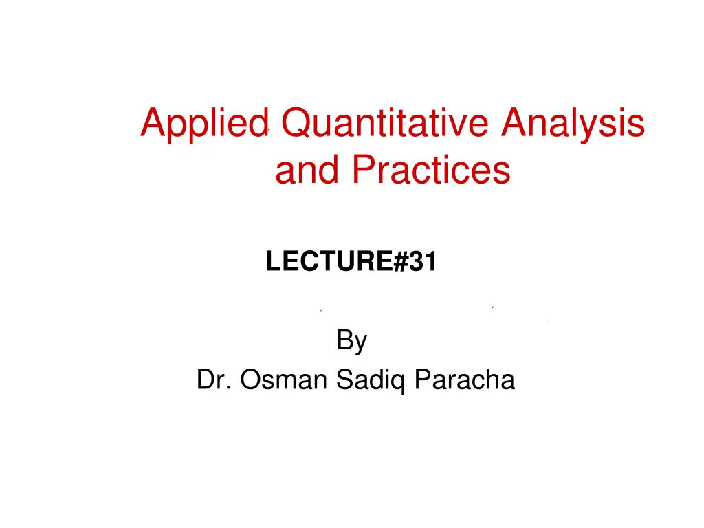applied quantitative analysis and practices n.w