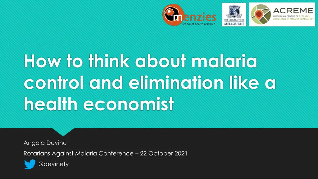 how to think about malaria control n.w