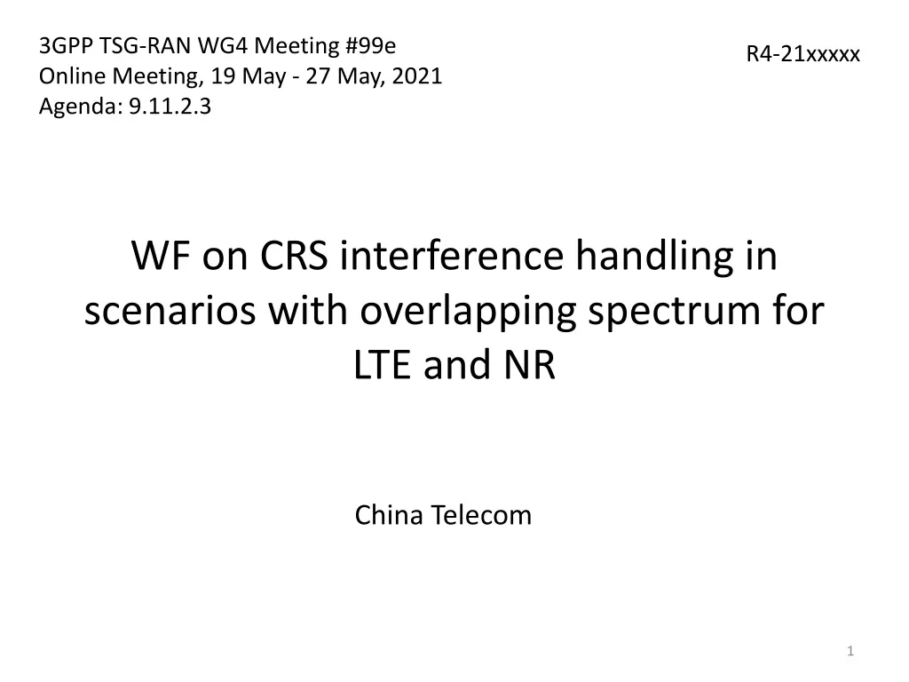 3gpp tsg ran wg4 meeting 99e online meeting n.w