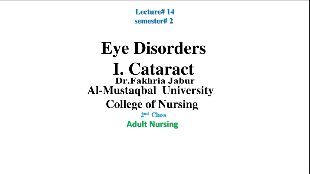 lecture 14 semester 2 n.w