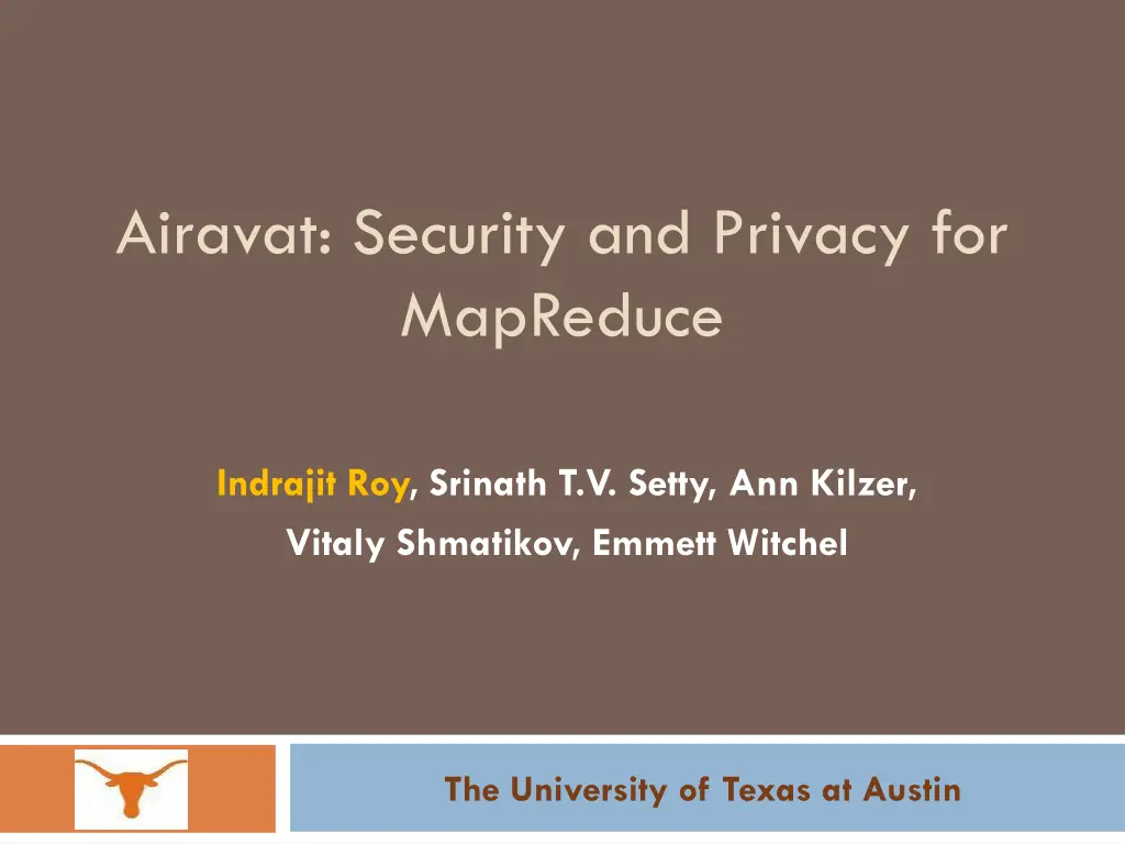 airavat security and privacy for mapreduce n.w