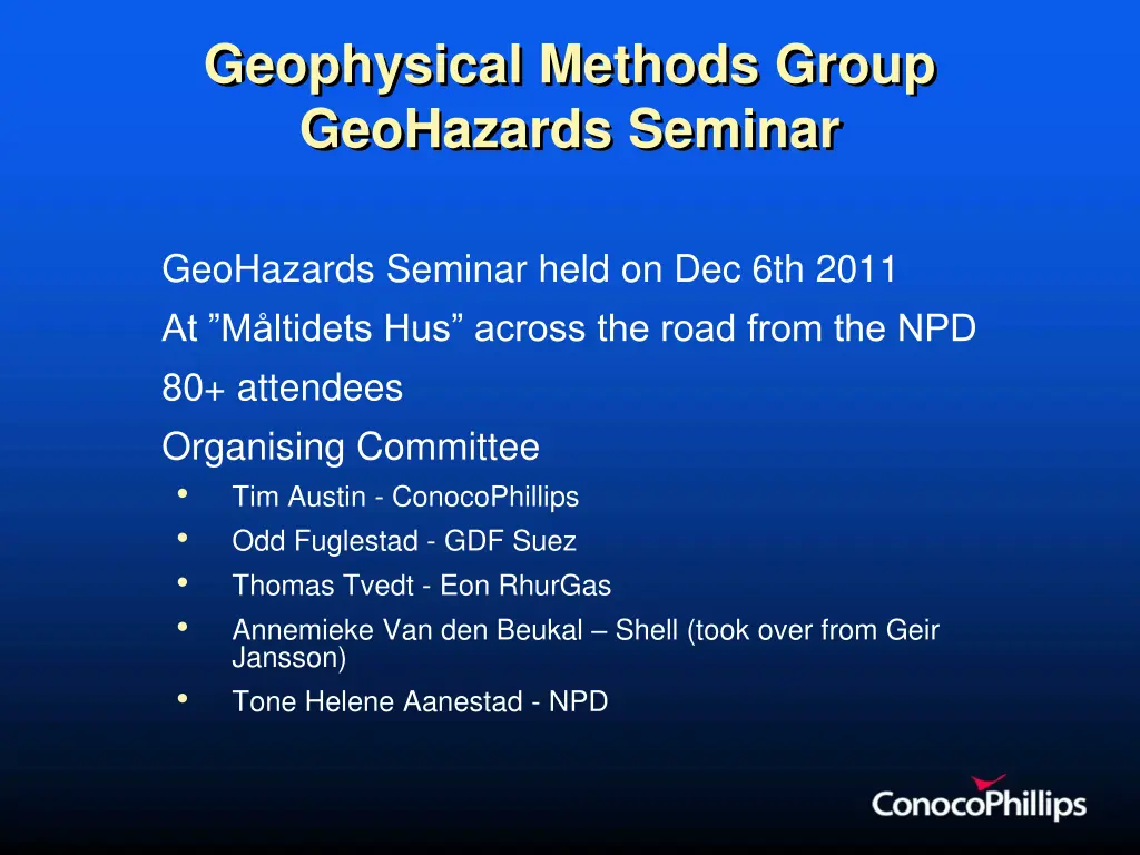 geophysical methods group geohazards seminar n.w