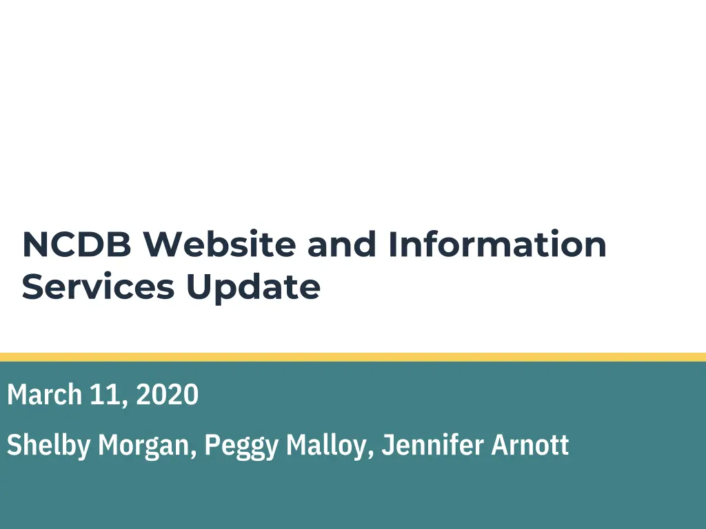 ncdb website and information services update n.w