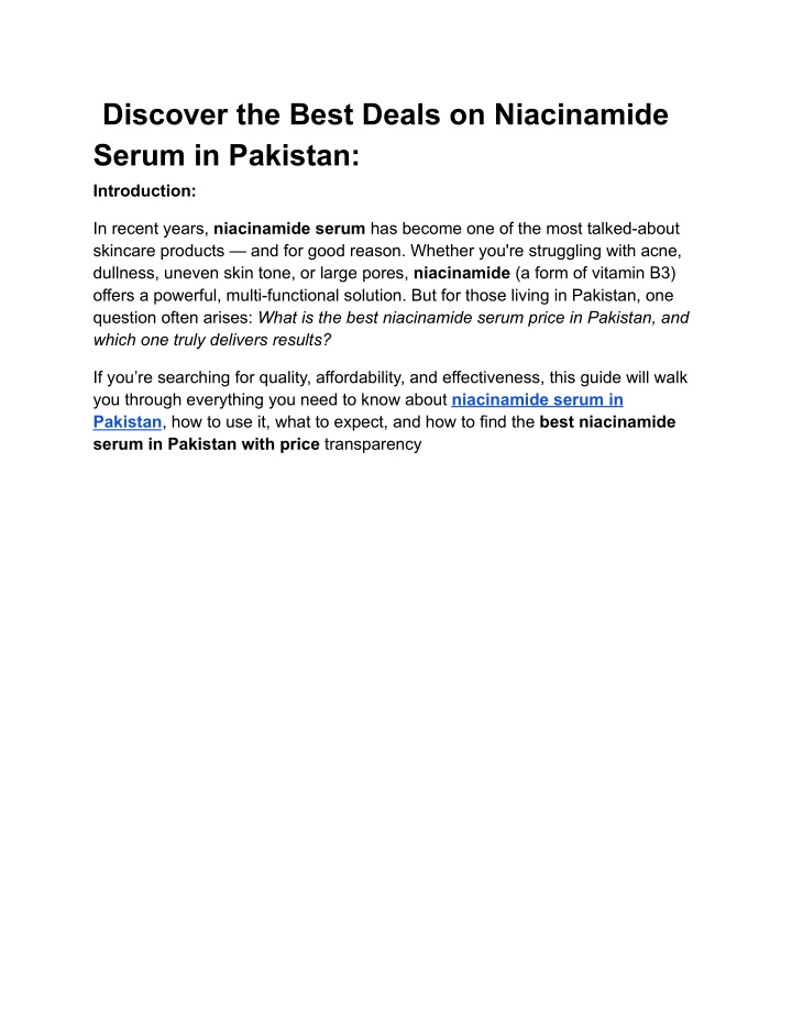 discover the best deals on niacinamide serum n.w