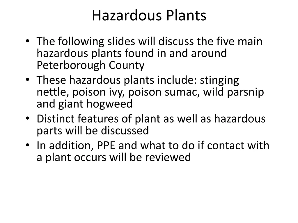 hazardous plants n.w