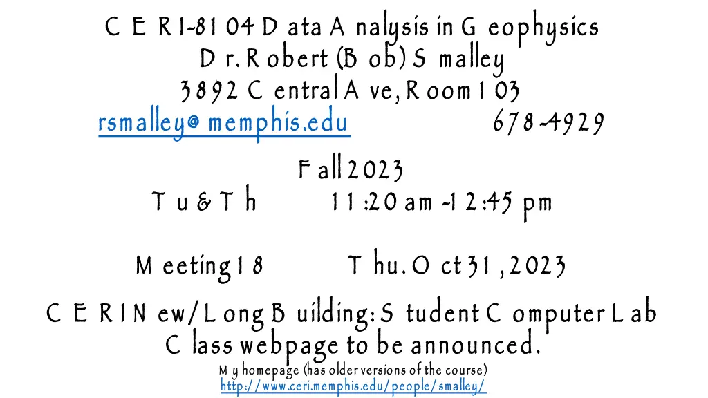c e r i 8 1 04 d ata a nalysis in g eophysics n.w
