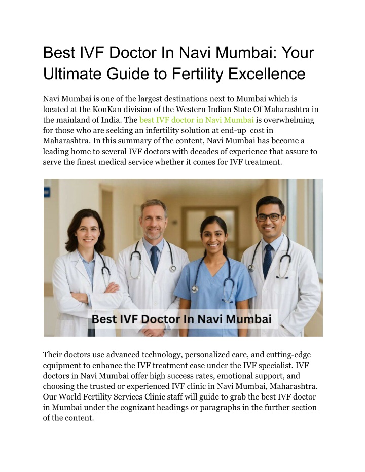 best ivf doctor in navi mumbai your ultimate n.w