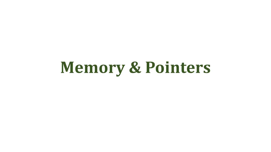 memory pointers n.w