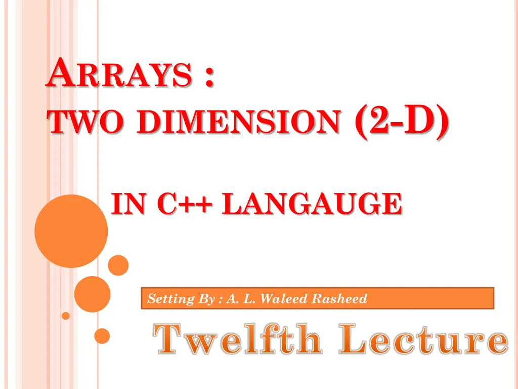 a rrays two dimension 2 d n.w