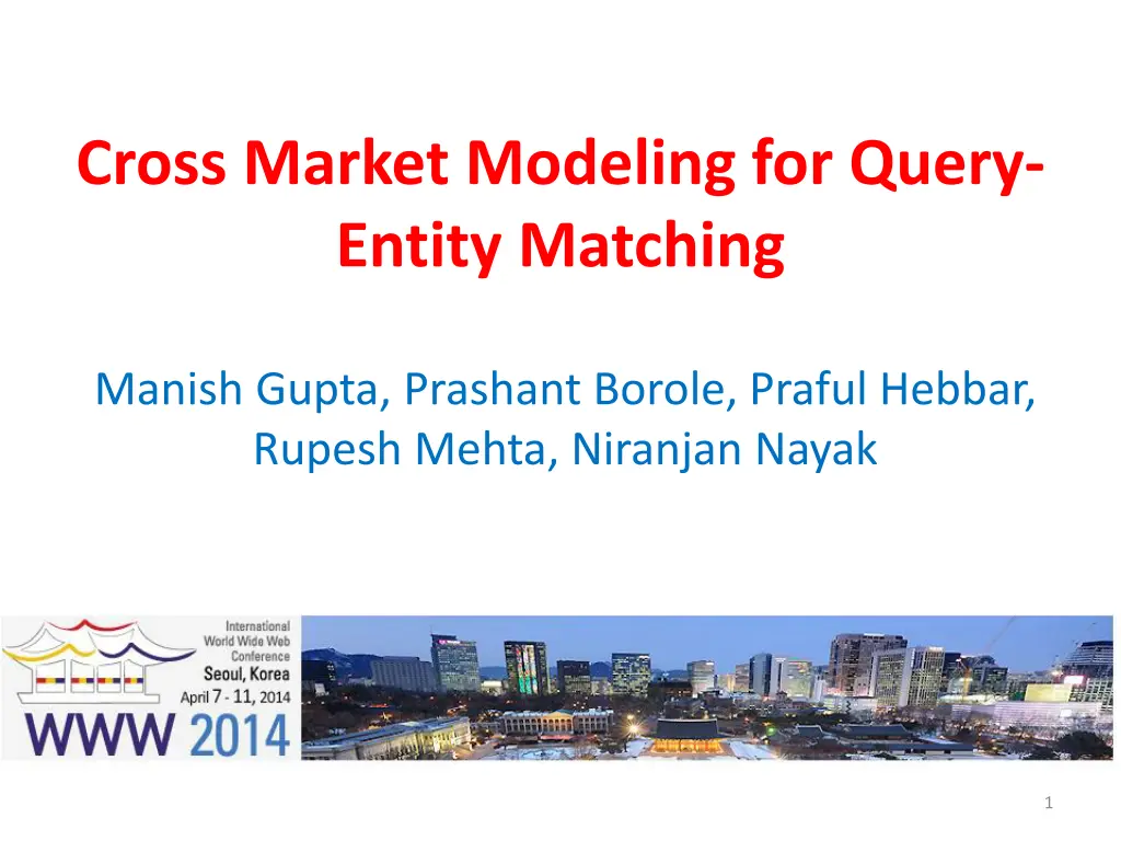 cross market modeling for query entity matching n.w
