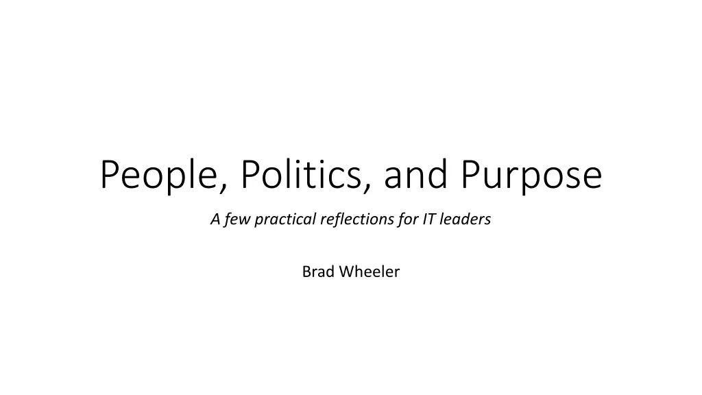 people politics and purpose n.w