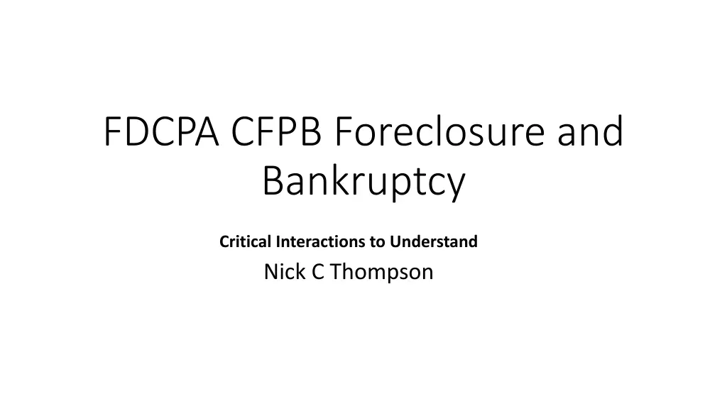 fdcpa cfpb foreclosure and bankruptcy n.w