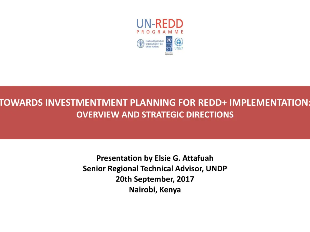 towards investmentment planning for redd n.w