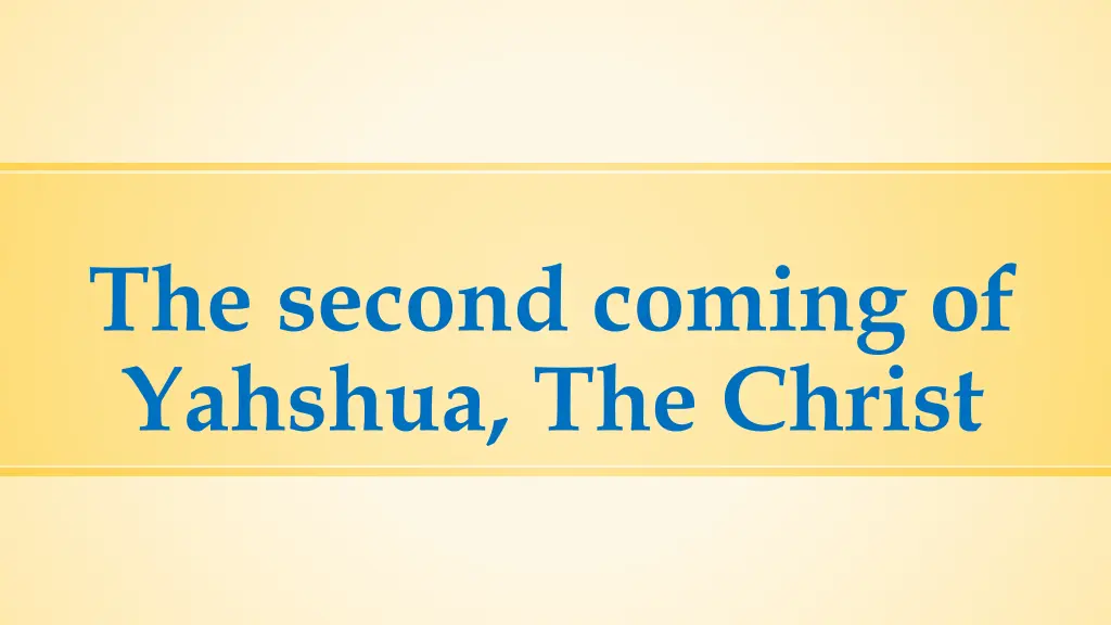 the second coming of yahshua the christ n.w