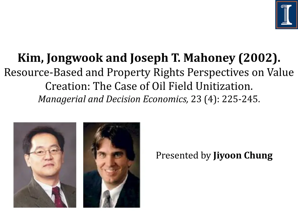 kim jongwook and joseph t mahoney 2002 resource n.w