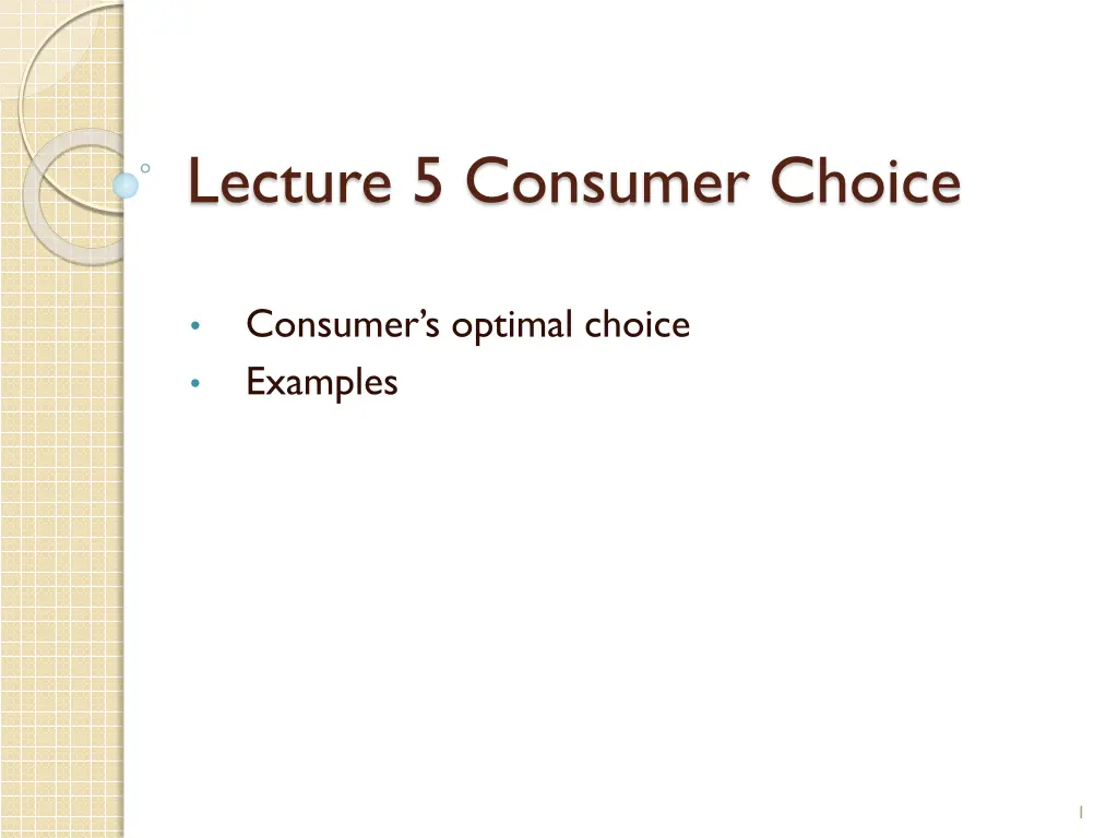 lecture 5 consumer choice n.w