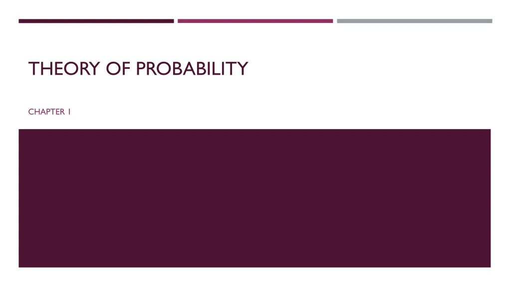 theory of probability n.w