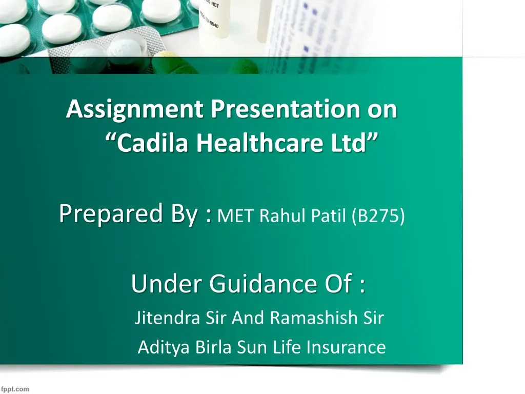 assignment presentation on cadila healthcare ltd n.w