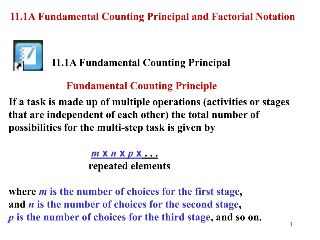 11 1a fundamental counting principal n.w