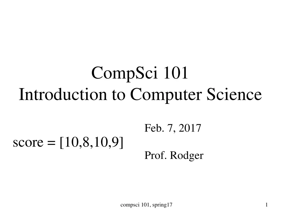 compsci 101 n.w