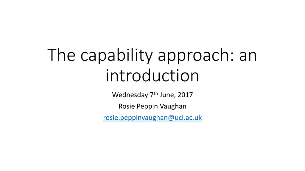 the capability approach an introduction n.w