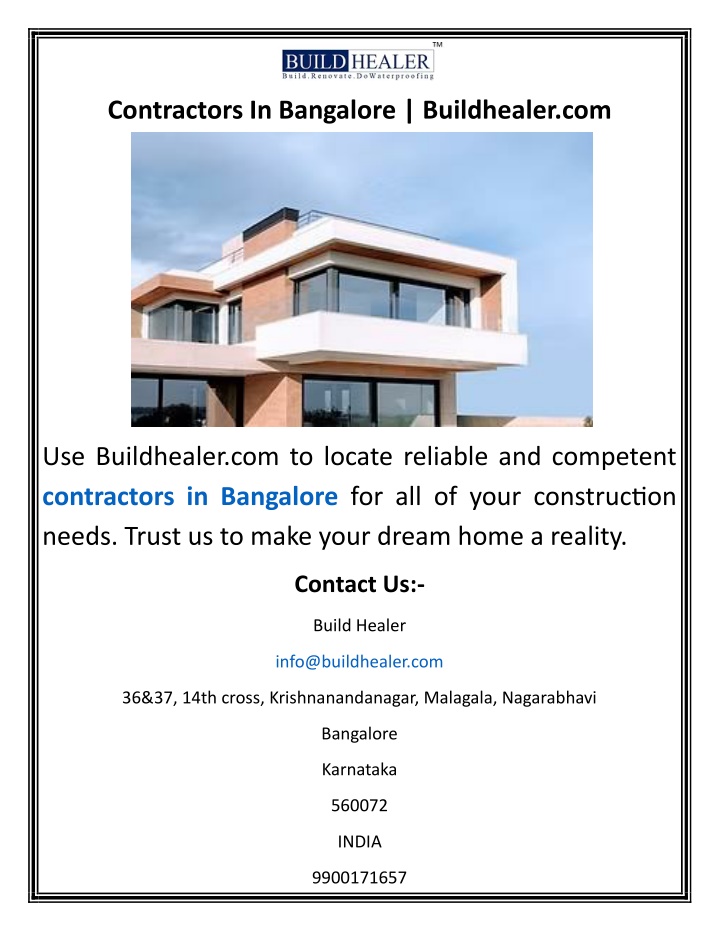 contractors in bangalore buildhealer com n.w