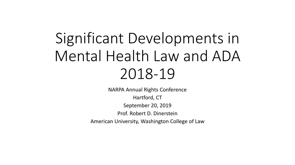 significant developments in mental health n.w