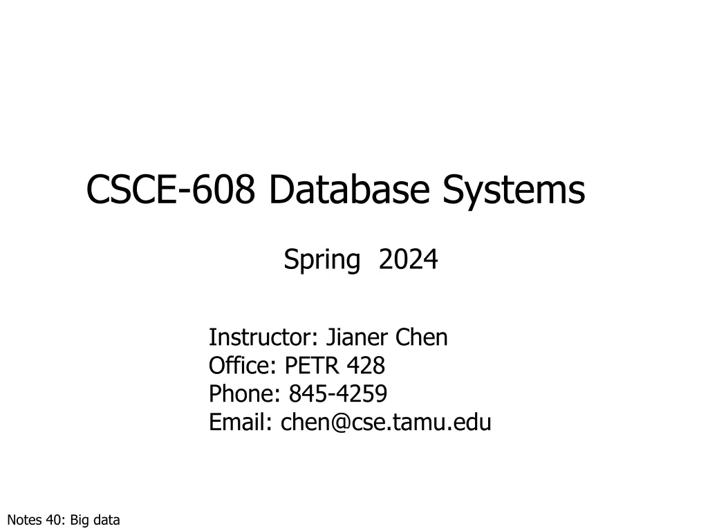 csce 608 database systems n.w