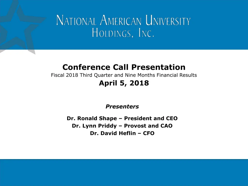 conference call presentation fiscal 2018 third n.w