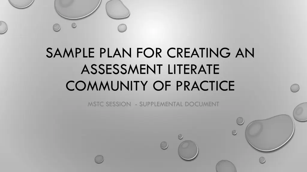 sample plan for creating an assessment literate n.w