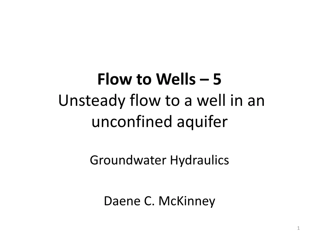 flow to wells 5 unsteady flow to a well n.w