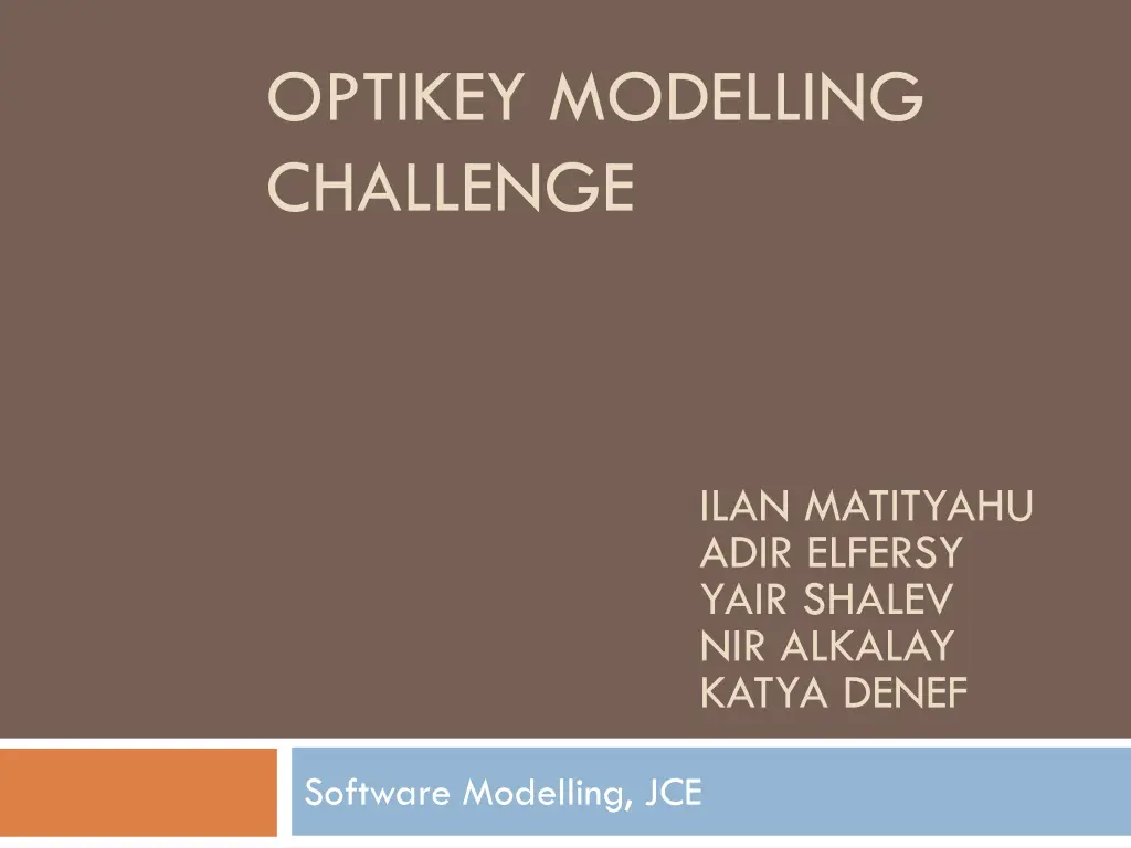 optikey modelling challenge n.w