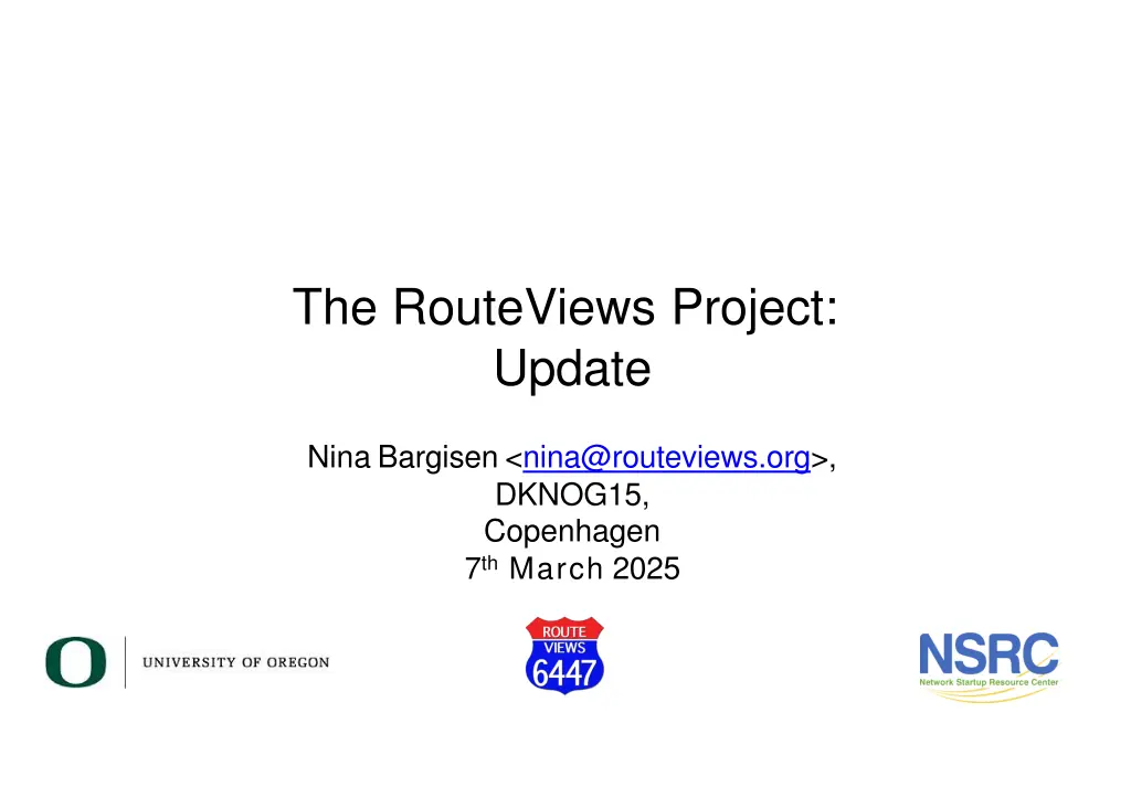 the routeviews project update n.w