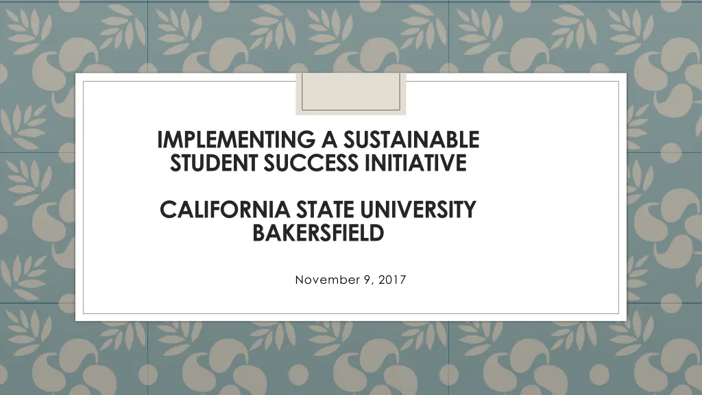 implementing a sustainable student success n.w