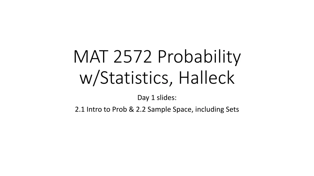 mat 2572 probability w statistics halleck n.w