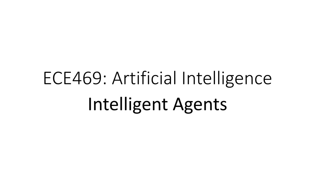 ece469 artificial intelligence intelligent agents n.w