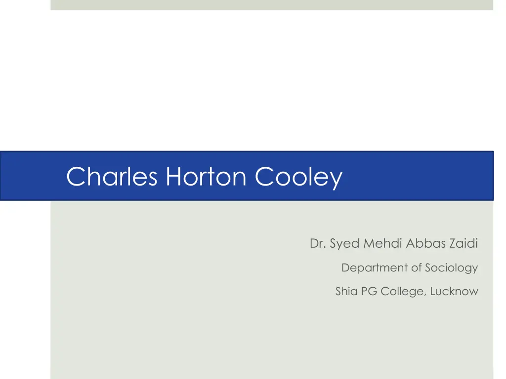 charles horton cooley n.w