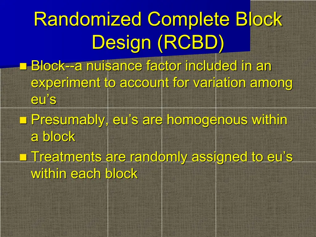 randomized complete block design rcbd block n.w