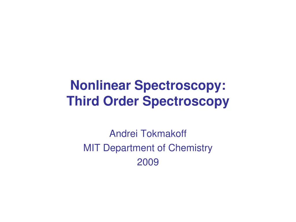 nonlinear spectroscopy third order spectroscopy n.w