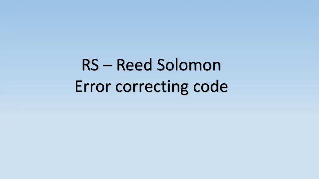 rs reed solomon error correcting code n.w