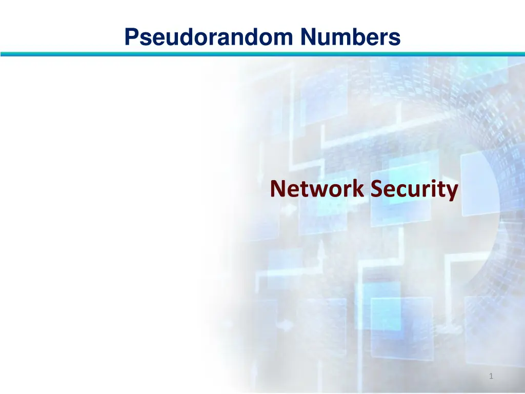 pseudorandom numbers n.w
